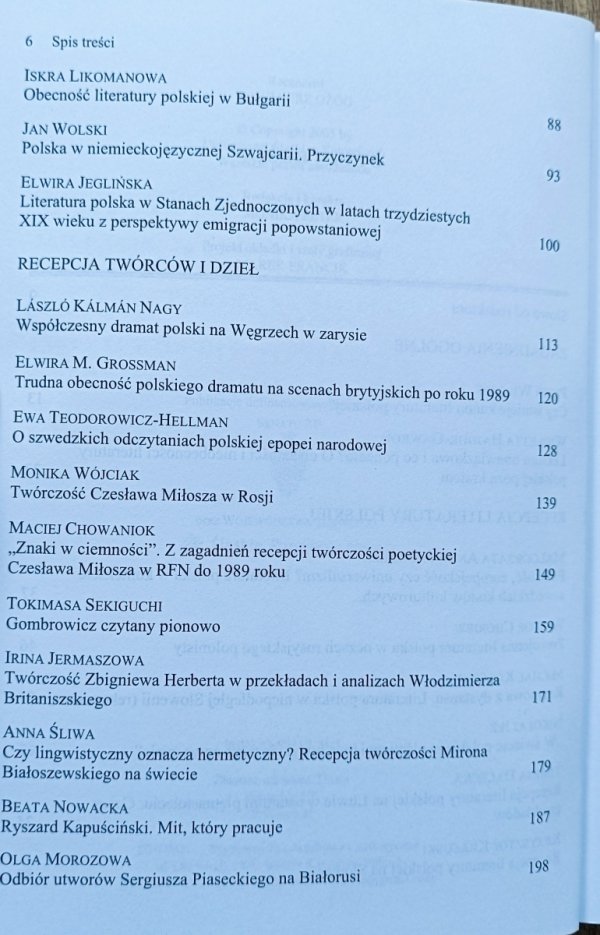 Literatura polska w świecie tom I: Zagadnienia recepcji i odbioru