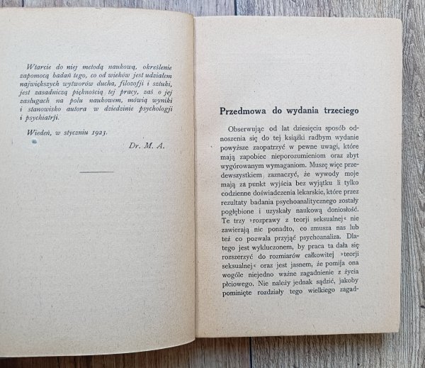 Zygmunt Freud Trzy rozprawy z teorii seksualnej / 1924