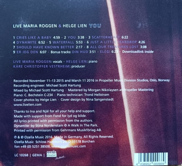 Live Maria Roggen &amp; Helge Lien You CD