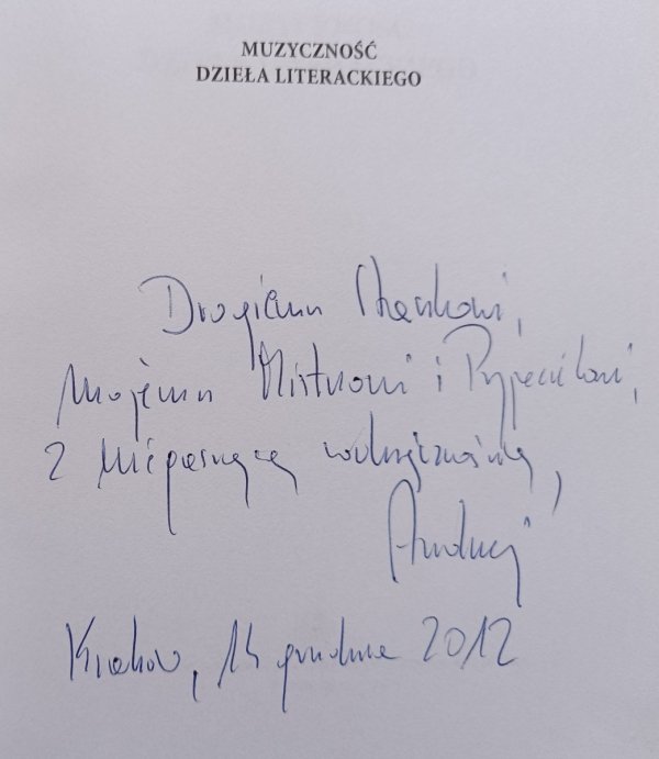 Andrzej Hejmej Muzyczność dzieła literackiego