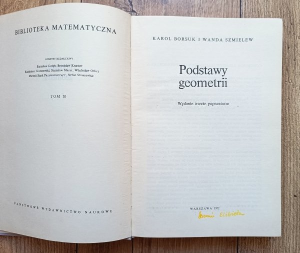 Karol Borsuk, Wanda Szmielew Podstawy geometrii