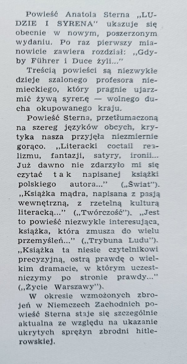 Anatol Stern Ludzie i syreny