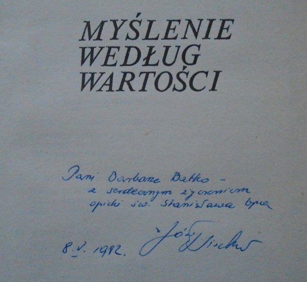 Józef Tischner • Myślenie według wartości [dedykacja autorska]