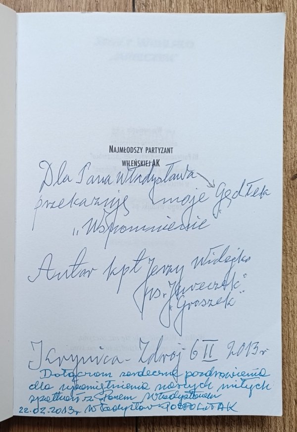 Jerzy Widejko 'Jureczek' Najmłodszy partyzant wileńskiej AK / dedykacja autorska