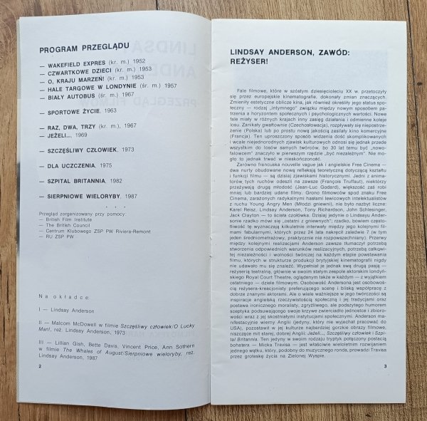 Lindsay Anderson: przegląd filmów / Filmoteka Narodowa