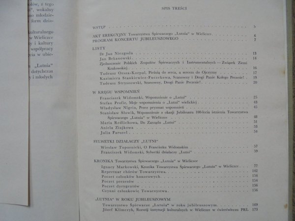 Towarzystwo Śpiewacze 'Lutnia' w Wieliczce • Jubileusz stulecia 1872-1972