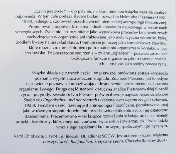 Karol Chrobak Między naturą a kulturą. Filozofia życia Helmutha Plessnera