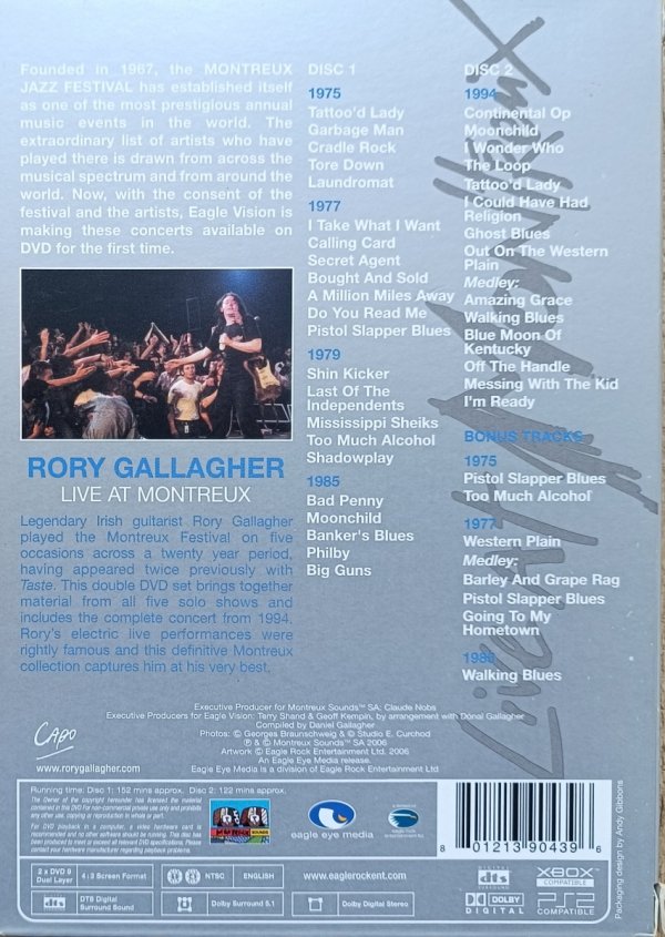Rory Gallagher Live at Montreux 2DVD