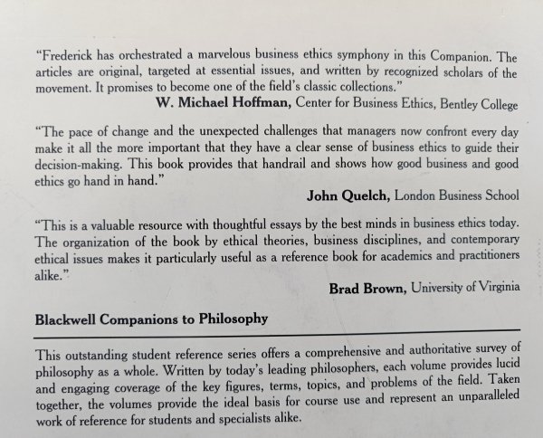 Blackwell Companion to Philosophy - A Companion to Business Ethics