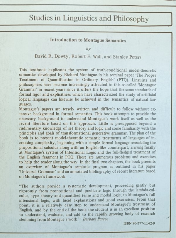 Introduction to Montague Semantics / Studies in Linguistics and Philosophy
