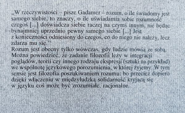Hans-Georg Gadamer Rozum, słowo, dzieje