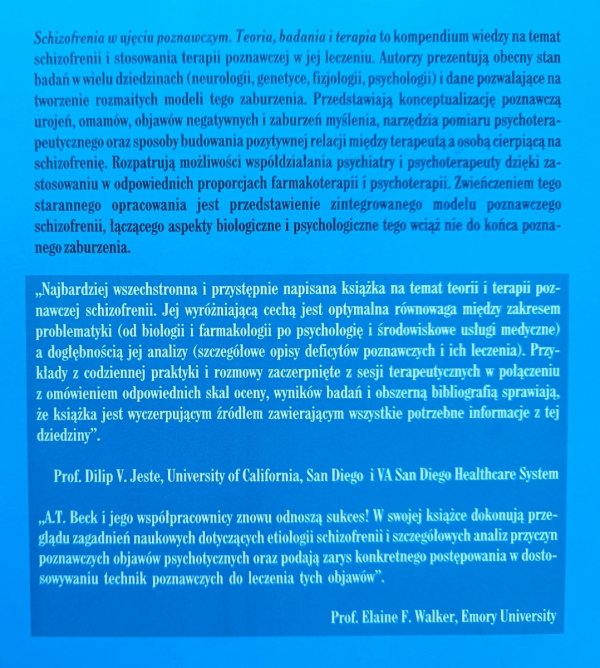 Schizofrenia w ujęciu poznawczym. Teoria, badania i terapia