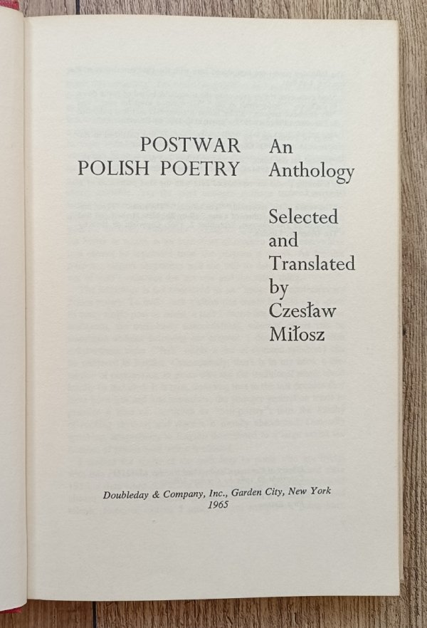 Czesław Miłosz Postwar Polish Poetry / 1965 / dedykacja Czesława Miłosza