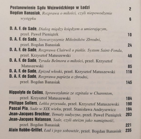 Literatura na świecie 10/1994 Markiz de Sade, Roland Barthes, Gilles Deleuze, Robbe-Grillet, Klossowski
