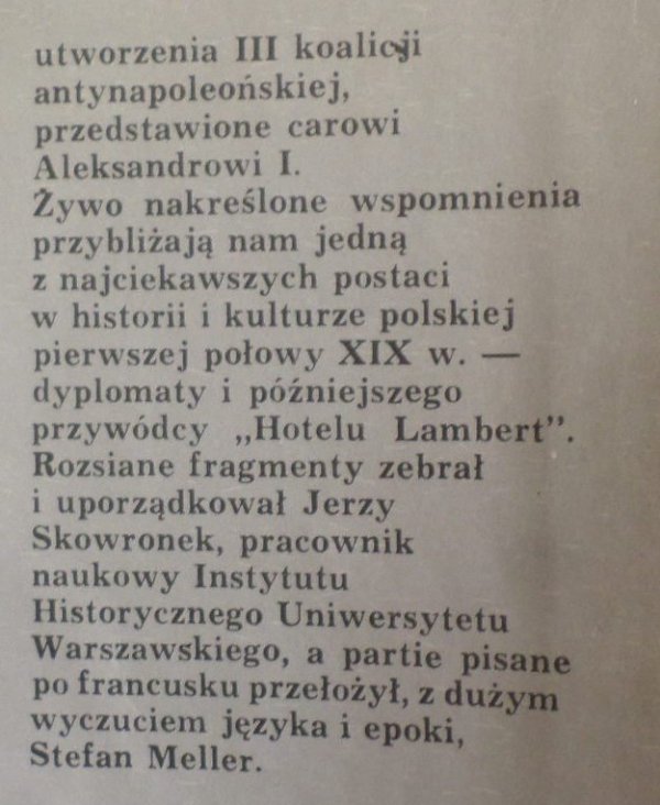 Adam Jerzy Czartoryski • Pamiętniki i memoriały polityczne 1776-1809