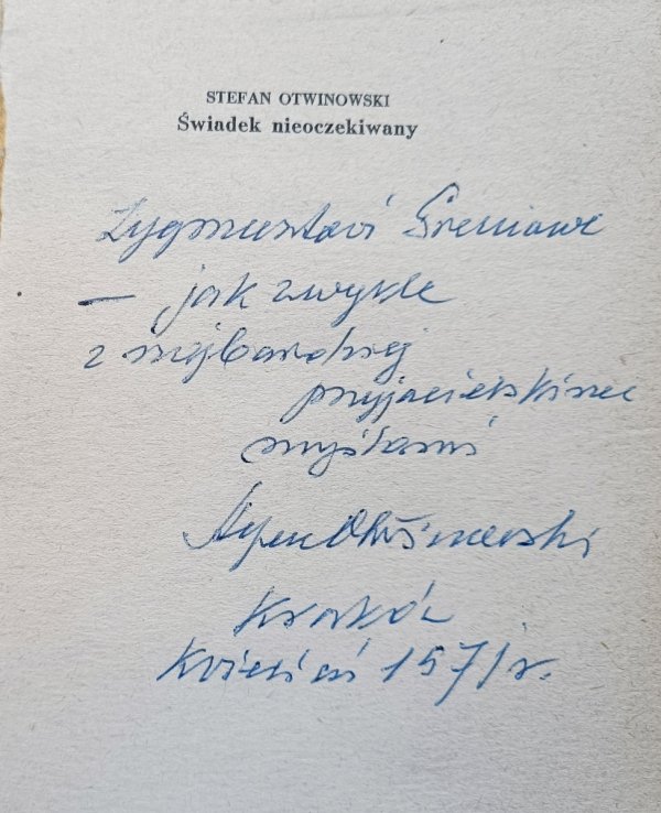 Stefan Otwinowski Świadek nieoczekiwany