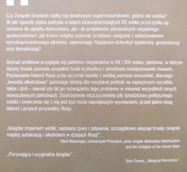 Mark Lawrence Schrad Imperium wódki. Pijana polityka od Lenina do Putina