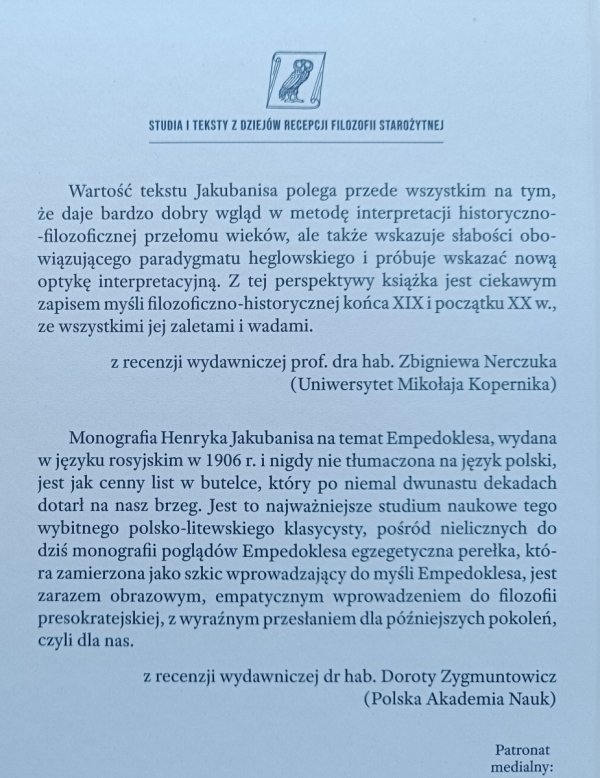 Henryk Jakubanis Empedokles - filozof, lekarz i mag
