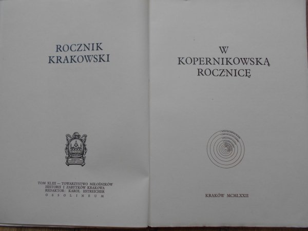 Rocznik Krakowski • Tom XLIII 1972 [Mikołaj Kopernik]