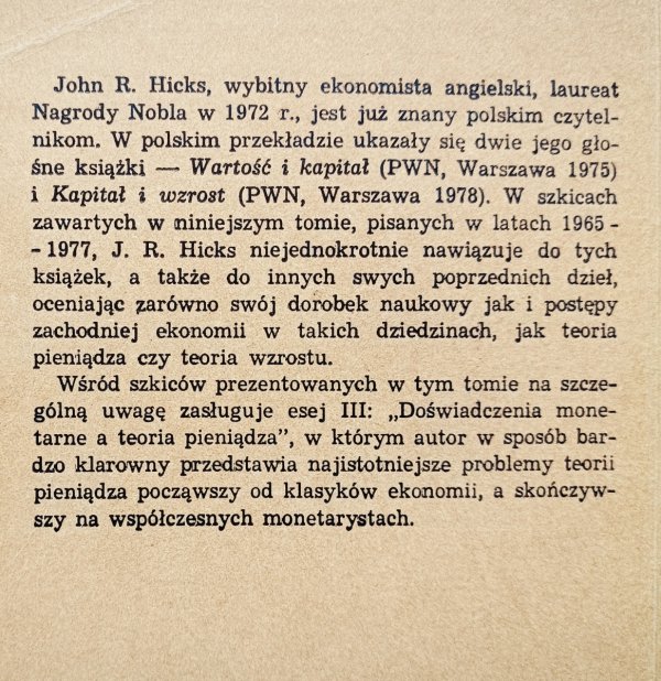 John R. Hicks Perspektywy ekonomii
