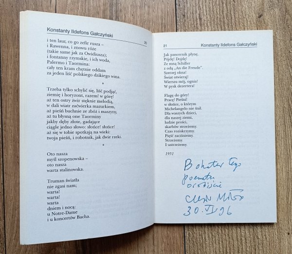 Czesławowi Miłoszowi - poeci / z dedykacją Czesława Miłosza