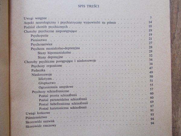 Władysław Chłopicki, Jan Olbrycht • Wypowiedzi na piśmie jako objawy zaburzeń psychicznych