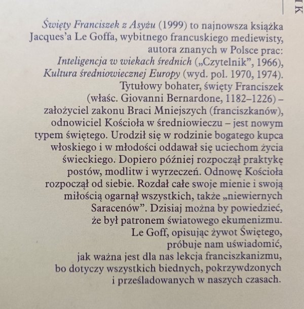 Jacques Le Goff Święty Franciszek z Asyżu