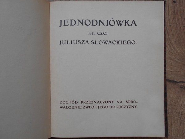 Jednodniówka ku czci Juliusza Słowackiego [1904]