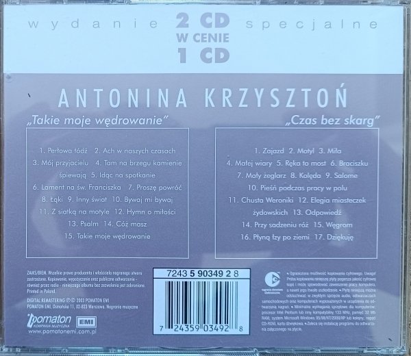 Antonina Krzysztoń Takie moje wędrowanie / Czas bez skarg 2CD