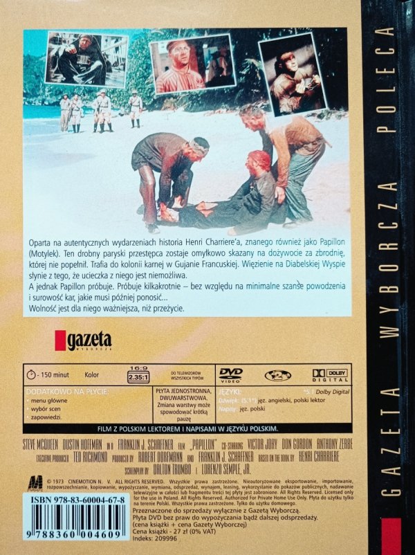 Franklin J. Schaffner Motylek. Papillon DVD