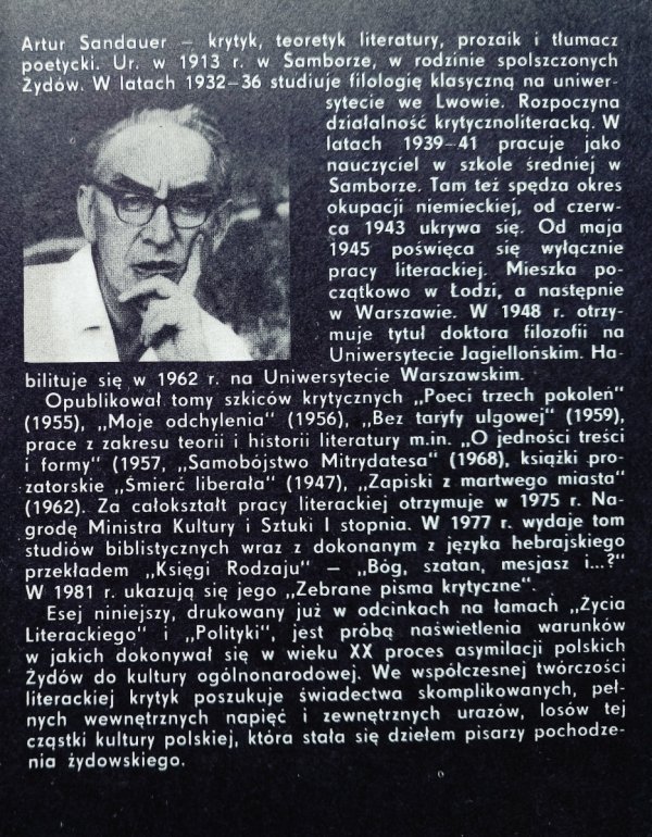 Artur Sandauer O sytuacji pisarza polskiego pochodzenia żydowskiego w XX wieku