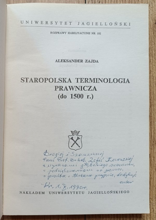 Aleksander Zajda Staropolska terminologia prawnicza (do 1500 r.)