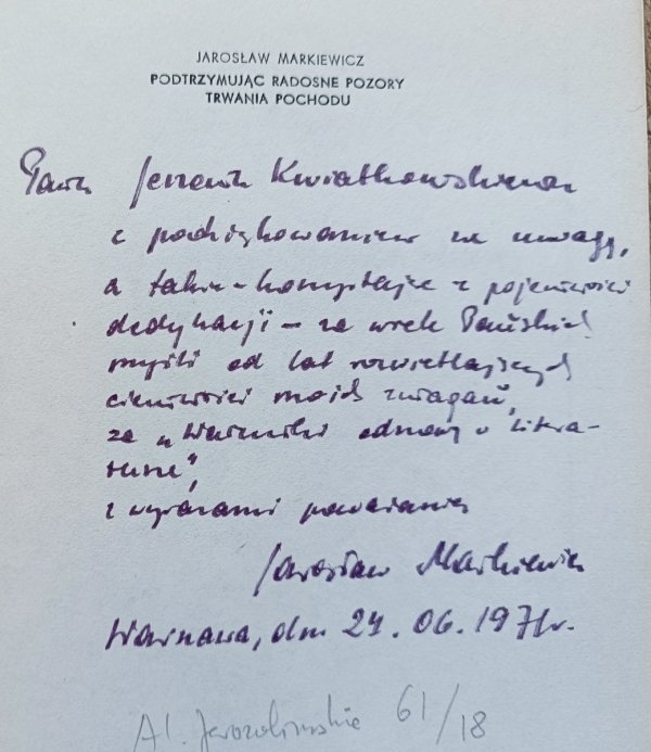 Jarosław Markiewicz Podtrzymując radosne pozory trwania pochodu