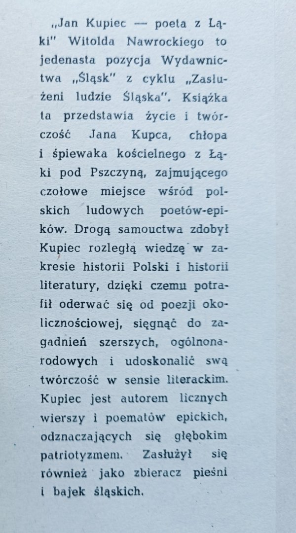 Witold Nawrocki Jan Kupiec. Poeta z Łąki