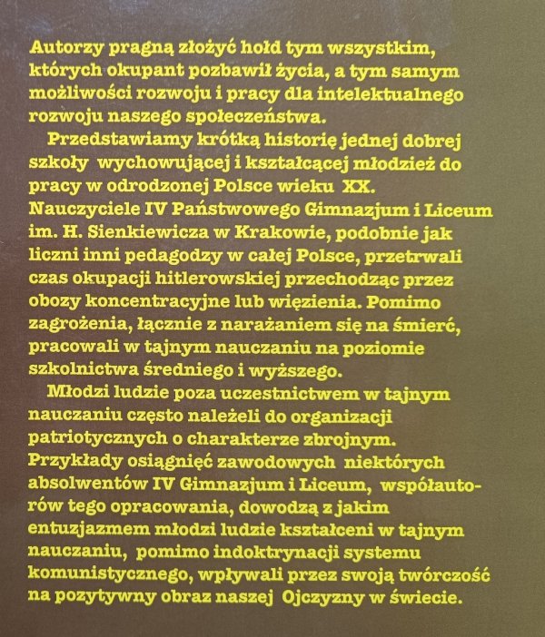 Zdzisław Żak Kuźnia charakterów / IV Gimnazjum i Liceum im. H. Sienkiewicza w Krakowie