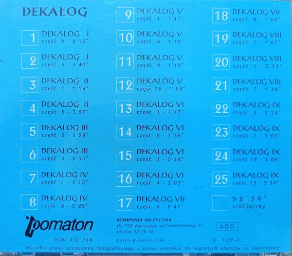 Zbigniew Preisner Dekalog CD