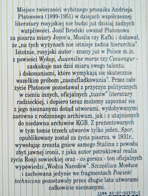 Andriej Płatonow Szczęśliwa Moskwa