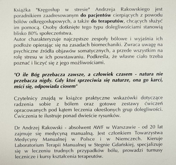 Andrzej Rakowski Kręgosłup w stresie