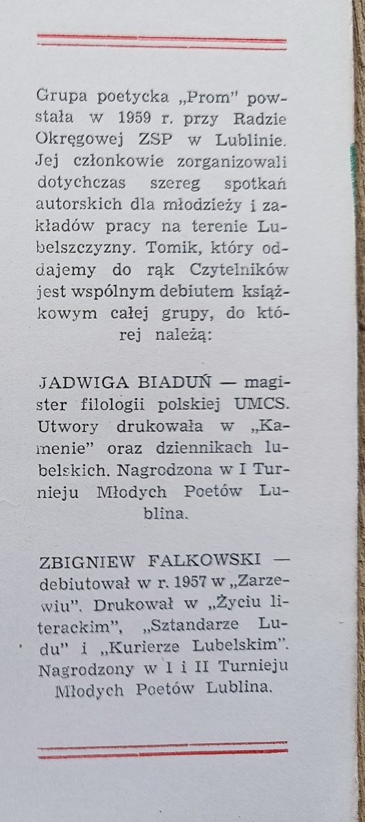 Prom. Poezje. Lubelska Biblioteka Poetycka