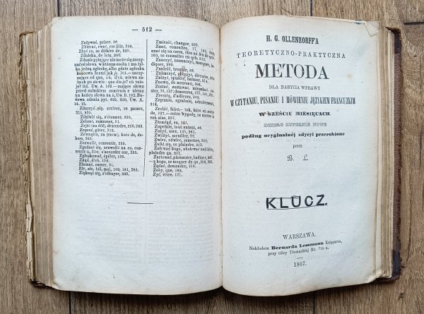 H.G. Ollendorfa teoretyczno-praktyczna metoda dla nabycia wprawy w czytaniu, pisaniu i mówieniu językiem francuzkim w sześciu miesiącach [1867]