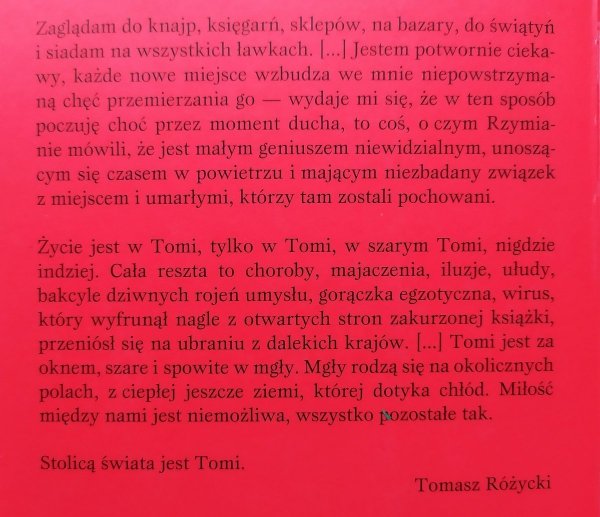 Tomasz Różycki Tomi. Notatki z miejsca postoju