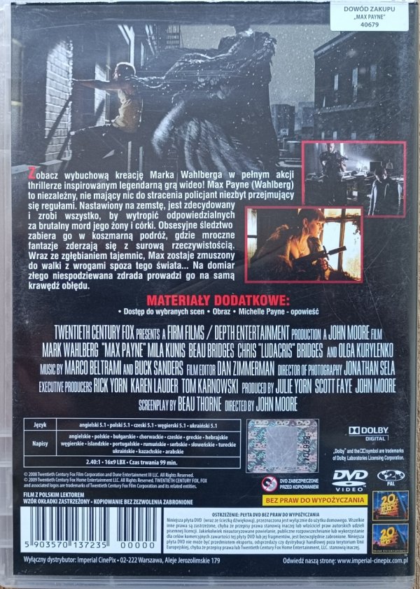 John Moore Max Payne DVD