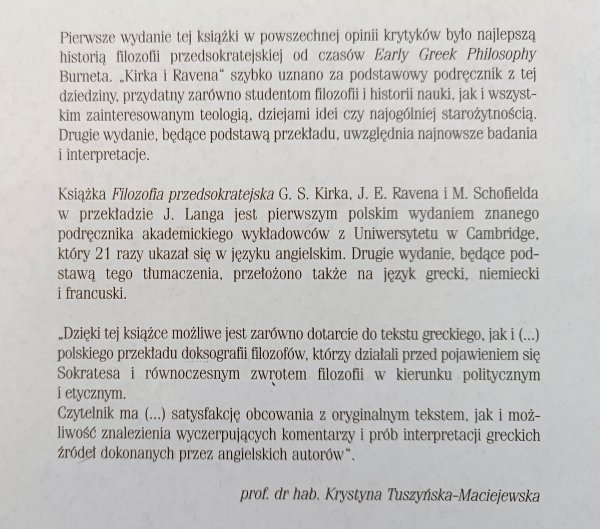 Kirk, Raven, Schofield Filozofia przedsokratejska