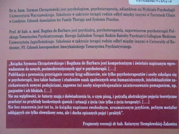 Szymon Chrząstowski, Bogdan de Barbaro • Postmodernistyczne inspiracje w psychoterapii