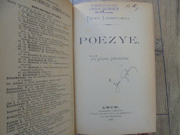 Teofil Lenartowicz • Wybór poezyj. Poezye [1876, 1895, komplet] [zdobiony półskórek]