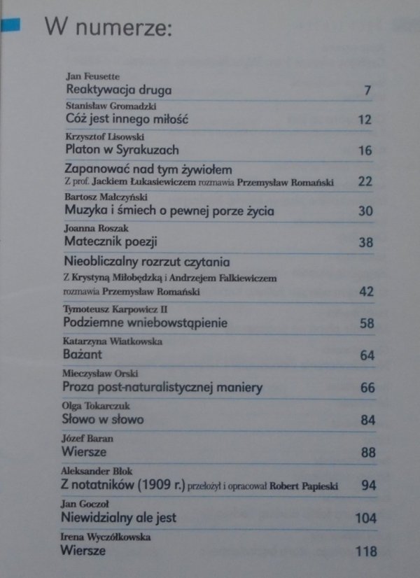 Strony. Opolskie pismo społeczno-kulturalne 1-2/2009 [Karpowicz, Podsiadło, Tokarczuk i inni]
