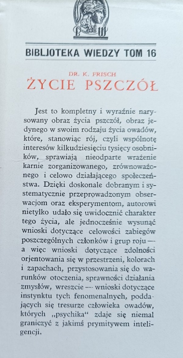 K. Frisch Życie pszczół / 1939