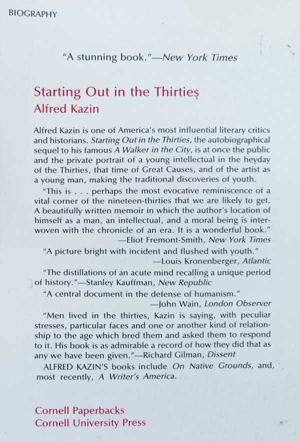 Alfred Kazin Starting Out in the Thirties