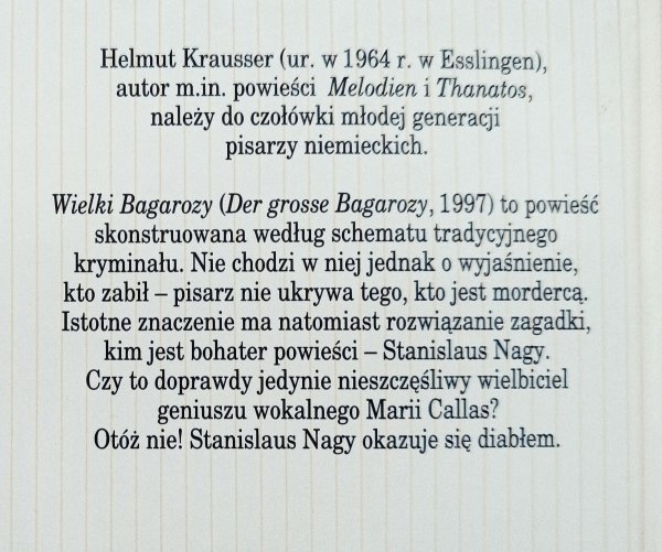 Helmut Krausser Wielki Bagarozy