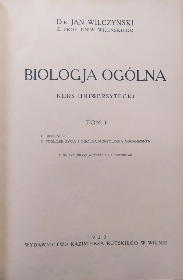 Jan Wilczyński Biologia ogólna [1923]